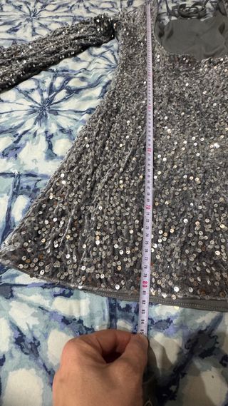 Vestido fiesta lentejuelas plateado talla m/l