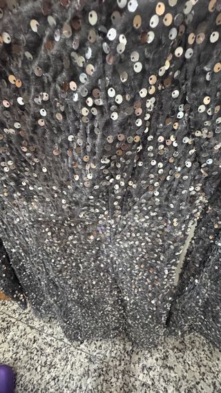 Vestido fiesta lentejuelas plateado talla m/l