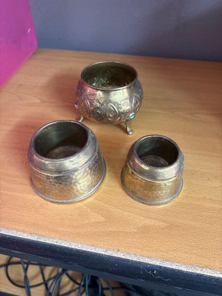 Juego 3 piezas latón decorativo