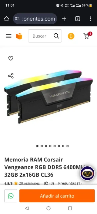 Corsair Vengeance RGB DDR5 32GB 2x16GB 6400MHz