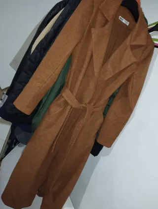 Abrigo largo marrón mujer