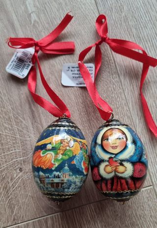 Palline Natale Legno Dipinte a Mano Russia