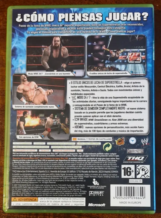 🇪🇦 WWE Smackdown vs Raw 2008 Xbox 360 NUEVO