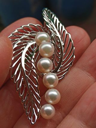 Broche Plata 925 Vintage Perlas Akoya