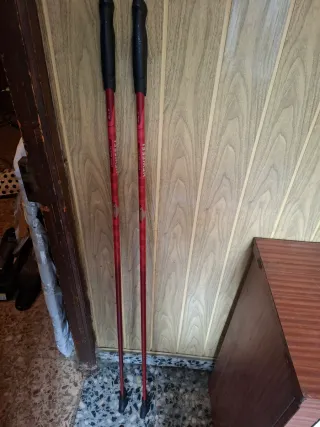 Bastones de senderismo rojos