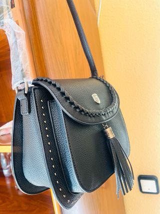 Bolso bandolera piel negro