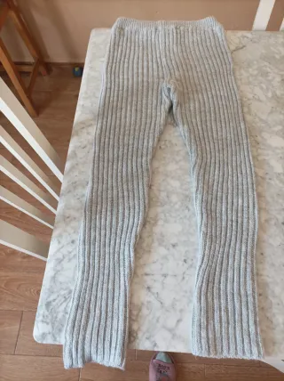 Pantalón lana tejido gris