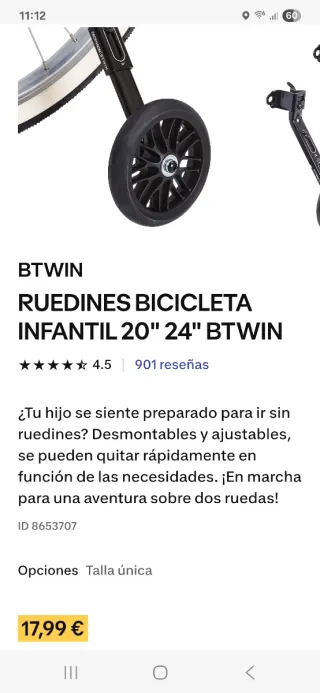 Ruedines Btwin 20-24 pulgadas