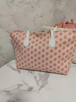 Bolsos grandes mujer beige y rosa