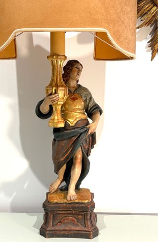 Lámpara de pie madera tallada estilo S.XIX