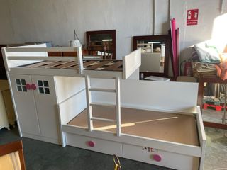 Cama tren infantil blanca