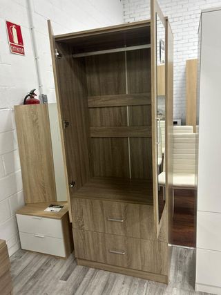 Armario 2 puertas con espejo y cajones