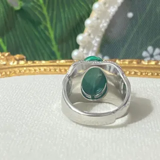 Anillo de acero inoxidable con Malaquita natural