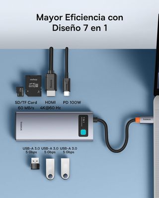 Hub USB 7 en 1 SD TF HDMI PD Baseus