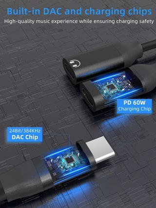 Adaptador USB C 2 en 1 Carga y Auriculares