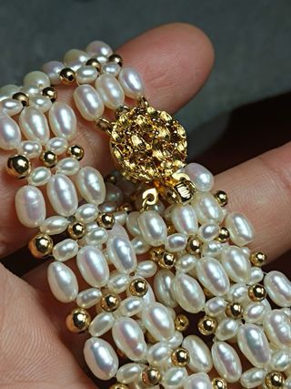 Collar Perlas y Oro 14k 17.5