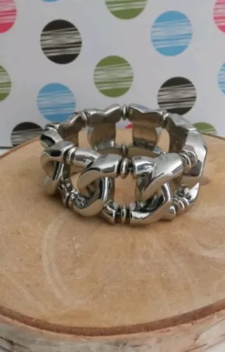 Bracciale elastico argento con grandi maglie