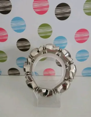 Bracciale elastico argento con grandi maglie