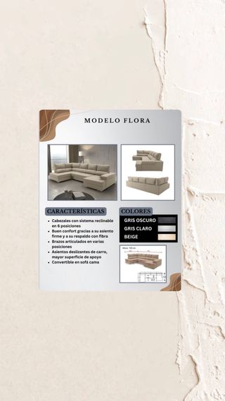 Sofá modular FLORA gris y beige