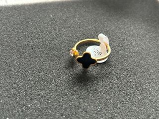 Anello donna fiore nero oro regolabile