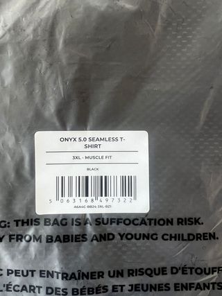 Gymshark Onyx 5.0 Camiseta Negra Talla XXXL