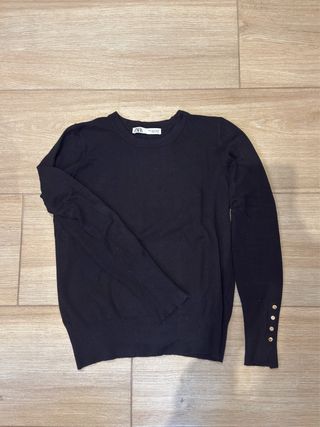 Jersey Zara cuello redondo negro talla S