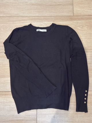 Jersey Zara cuello redondo negro talla S