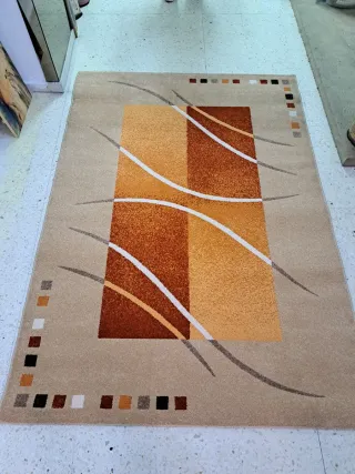 Alfombra Beige y Naranja Moderna
