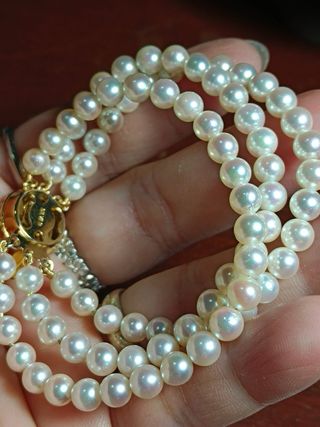 Pulsera Triple Perlas Akoya 5mm 6.2