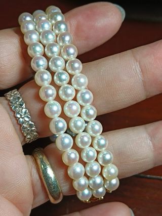 Pulsera Triple Perlas Akoya 5mm 6.2