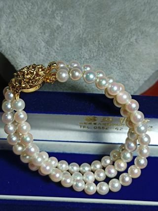 Pulsera Triple Perlas Akoya 5mm 6.2