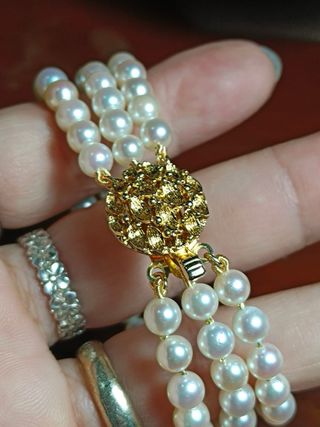 Pulsera Triple Perlas Akoya 5mm 6.2