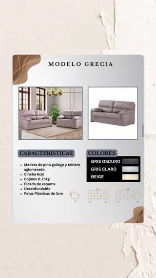 Sofá de tela Modelo Grecia