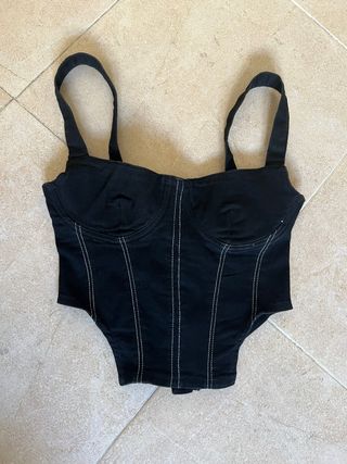 Top Corsé Negro Zara Talla M Sin Estrenar
