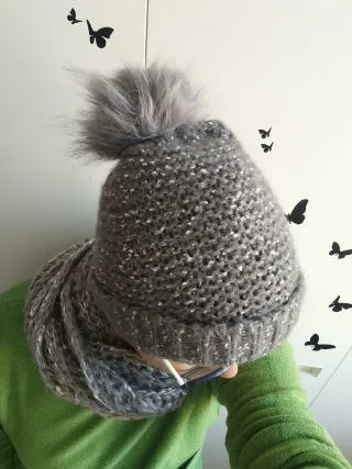 Set Sciarpa e Berretto Lana Glitter
