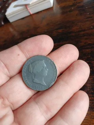 Moneda 25 céntimos de Real 1858 Segovia