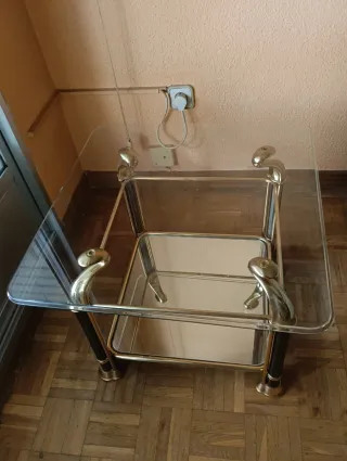 Mesa Centro Vintage Cristal y Espejo/ 2 mesas