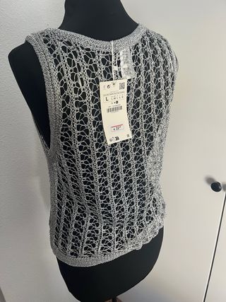 Jersey Zara Plateado Talla L