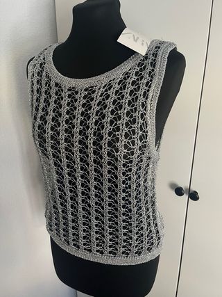 Jersey Zara Plateado Talla L