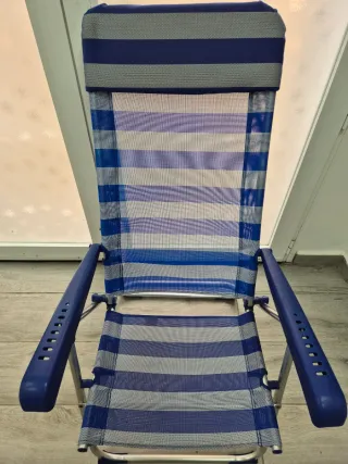 Reposera plegable azul y gris