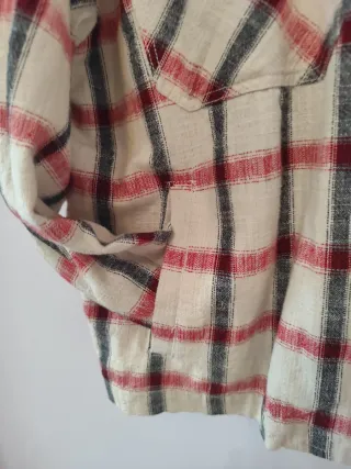 Sobrecamisa Zara Cuadros Beige y Rojo Talla M