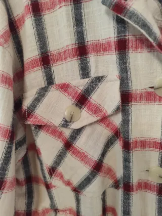 Sobrecamisa Zara Cuadros Beige y Rojo Talla M