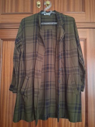 Sobrecamisa Zara Cuadros Verde Talla Única