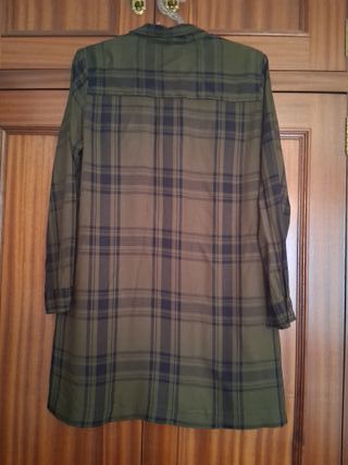 Sobrecamisa Zara Cuadros Verde Talla Única