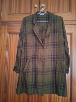 Sobrecamisa Zara Cuadros Verde Talla Única