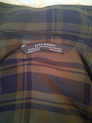 Sobrecamisa Zara Cuadros Verde Talla Única