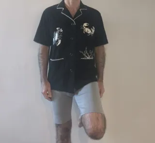 Camisa Jaspal Algodón Negra bordada