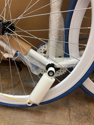 Bicicleta Fixie Blanca Ruedas Azules - NUEVA