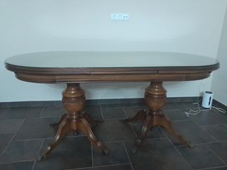 Mesa redonda madera y cristal