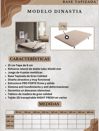 Base tapizada Dinastia 180x190 cm